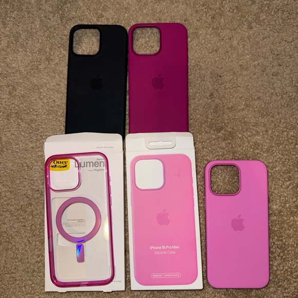 Apple iPhone 16 Pro Max Silicone Case Trio - Black, Magenta, Pink - Picture 1 of 1